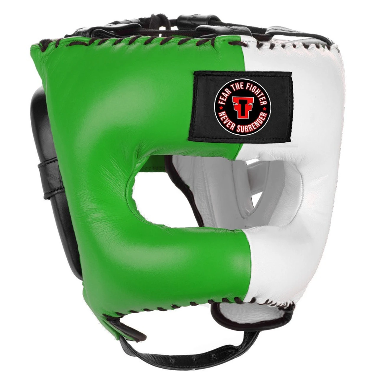 FTF (FEAR THE FIGHTER) Traditional Headgear With Face-Saver Bar Citrus Green/White 3 FTF (FEAR THE FIGHTER) Traditional Headgear With Face-Saver Bar Citrus Green/White