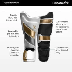 Hayabusa T3 Striking Shinguards White/Gold -Boxing Shop 715w CJ1XFS. AC SL1500 2 32524.1638388978