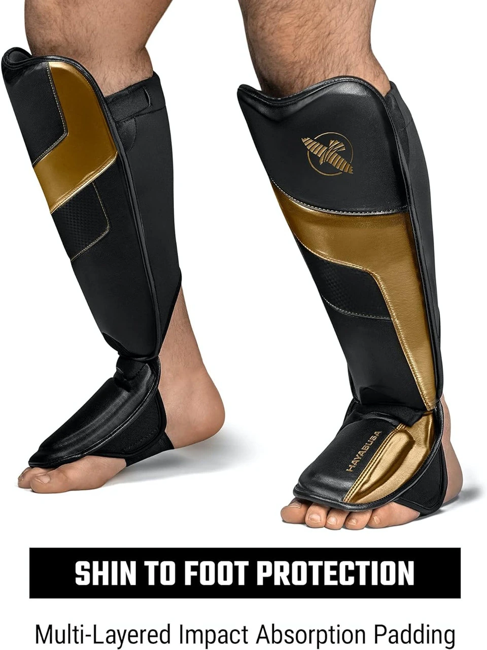 Hayabusa T3 Full-Back Shin Guards Black/Gold 5 Hayabusa T3 Full-Back Shin Guards Black/Gold - Image 3