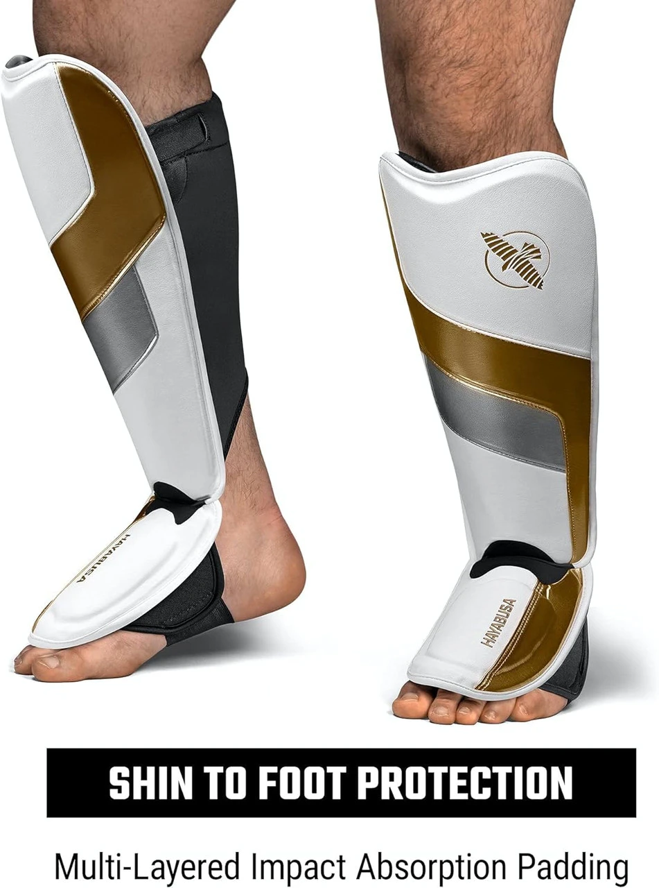 Hayabusa T3 Full-Back Shin Guards White/Gold 5 Hayabusa T3 Full-Back Shin Guards White/Gold - Image 3