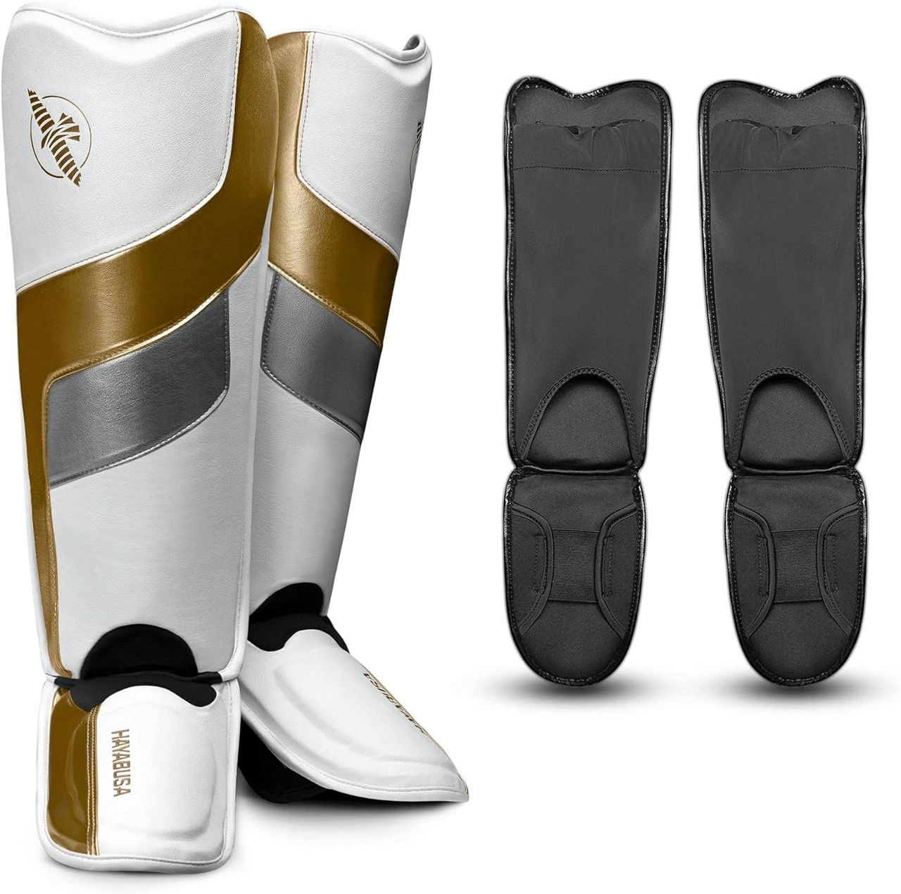 Hayabusa T3 Full-Back Shin Guards White/Gold 3 Hayabusa T3 Full-Back Shin Guards White/Gold