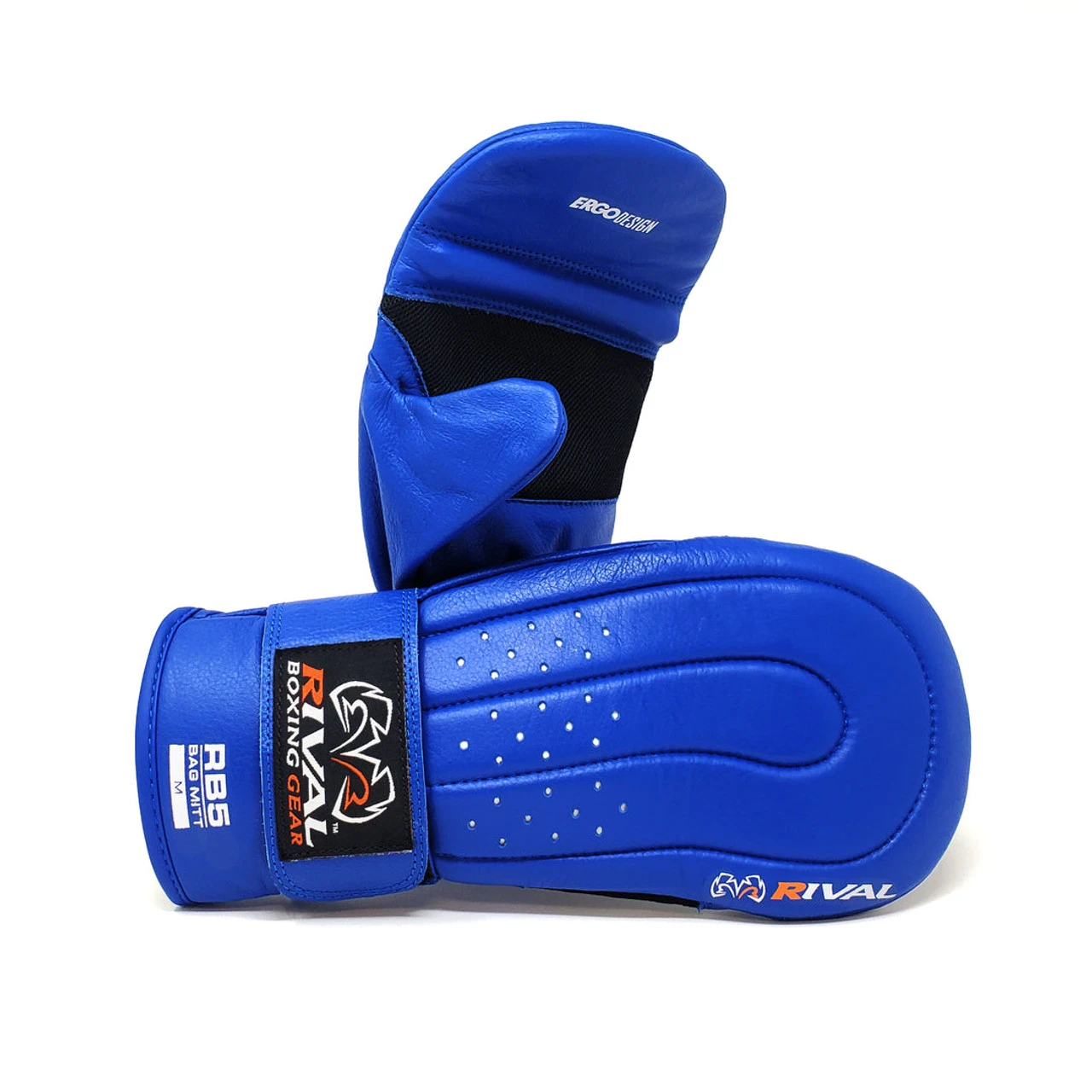 RIVAL Boxing RB5 Hook And Loop Leather Training Bag Mitts - Blue 3 RIVAL Boxing RB5 Hook And Loop Leather Training Bag Mitts - Blue