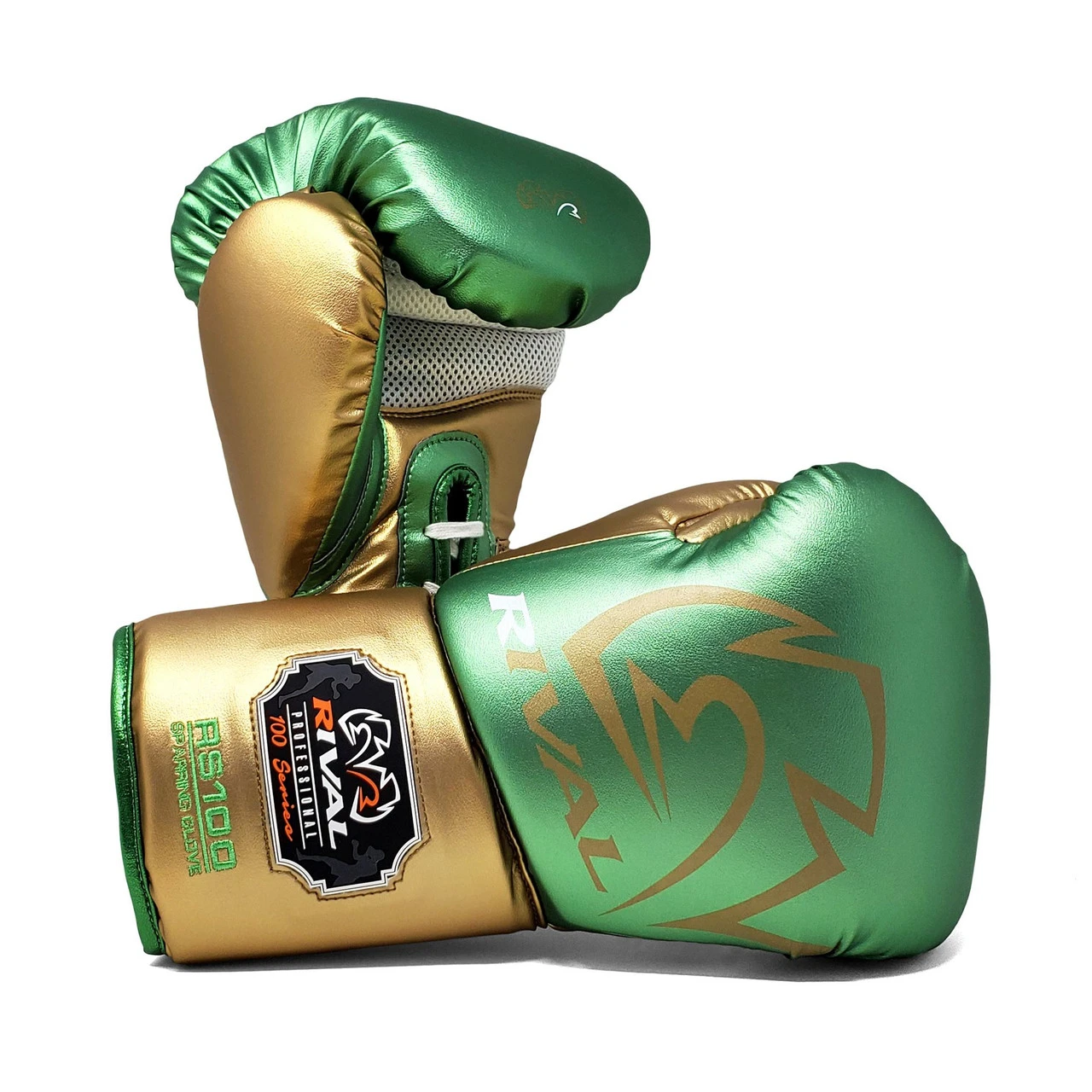 RIVAL RS100 Professional Boxing Sparring Gloves Green/Gold 3 RIVAL RS100 Professional Boxing Sparring Gloves Green/Gold