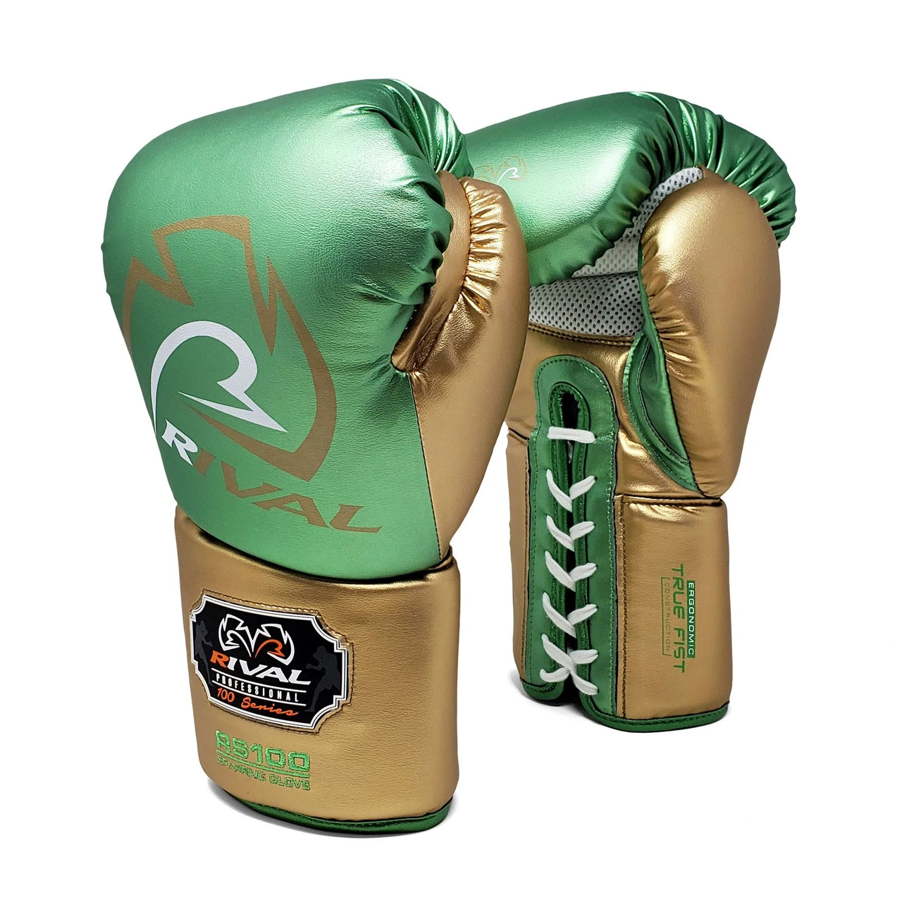 RIVAL RS100 Professional Boxing Sparring Gloves Green/Gold 4 RIVAL RS100 Professional Boxing Sparring Gloves Green/Gold - Image 2